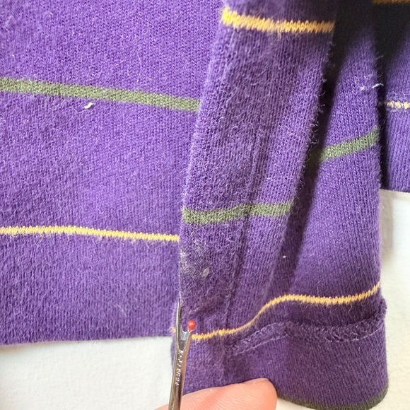 Polo Ralph Lauren Striped Short Sleeve Cotton Polo Shirt Purple Large - Picture 6 of 6